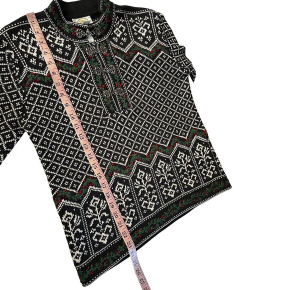 Vintage 90s Talbots Fair Isle Nordic Sweater Black White Small - Picture 12 of 12